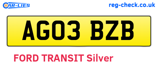 AG03BZB are the vehicle registration plates.