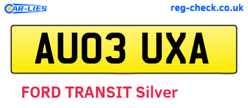 AU03UXA are the vehicle registration plates.
