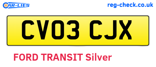 CV03CJX are the vehicle registration plates.