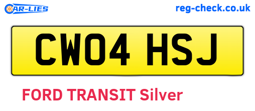 CW04HSJ are the vehicle registration plates.