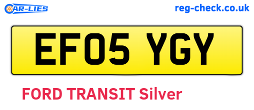 EF05YGY are the vehicle registration plates.
