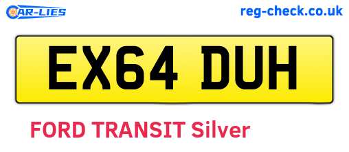 EX64DUH are the vehicle registration plates.