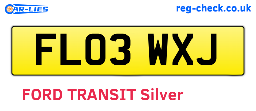FL03WXJ are the vehicle registration plates.