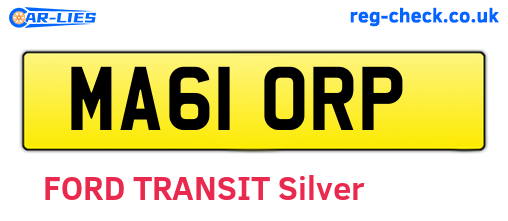 MA61ORP are the vehicle registration plates.