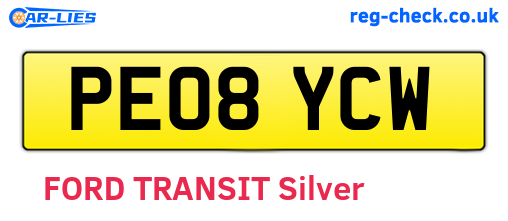 PE08YCW are the vehicle registration plates.