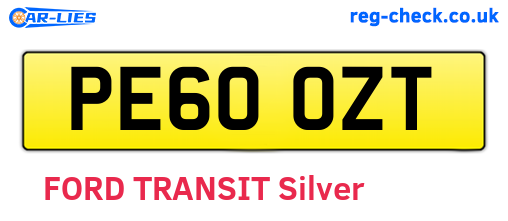 PE60OZT are the vehicle registration plates.