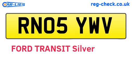 RN05YWV are the vehicle registration plates.
