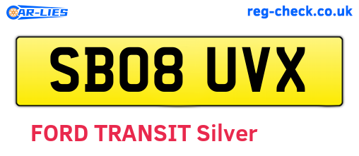 SB08UVX are the vehicle registration plates.