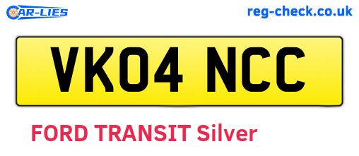 VK04NCC are the vehicle registration plates.