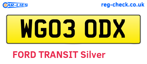 WG03ODX are the vehicle registration plates.