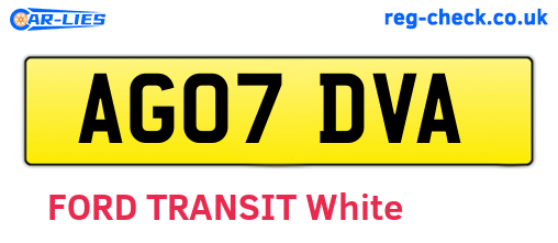 AG07DVA are the vehicle registration plates.