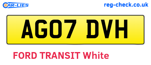 AG07DVH are the vehicle registration plates.