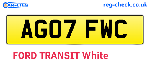 AG07FWC are the vehicle registration plates.