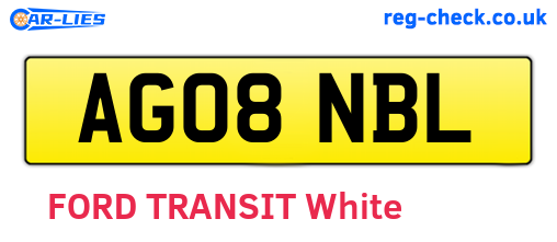 AG08NBL are the vehicle registration plates.