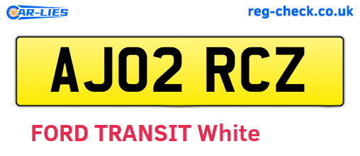 AJ02RCZ are the vehicle registration plates.