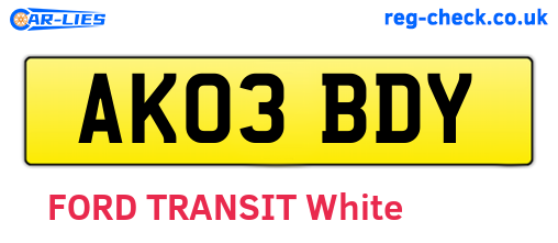 AK03BDY are the vehicle registration plates.