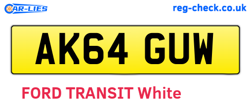 AK64GUW are the vehicle registration plates.