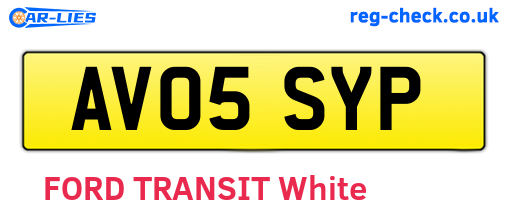 AV05SYP are the vehicle registration plates.