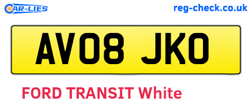 AV08JKO are the vehicle registration plates.
