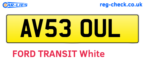 AV53OUL are the vehicle registration plates.