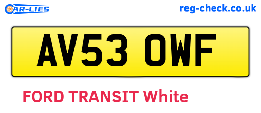 AV53OWF are the vehicle registration plates.