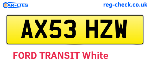 AX53HZW are the vehicle registration plates.