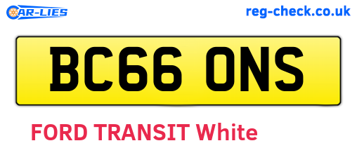 BC66ONS are the vehicle registration plates.