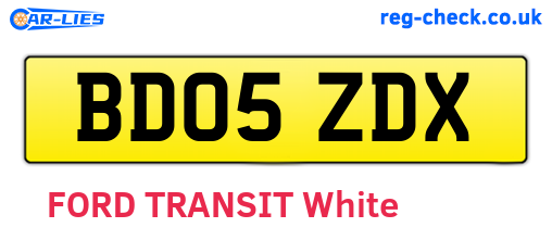 BD05ZDX are the vehicle registration plates.