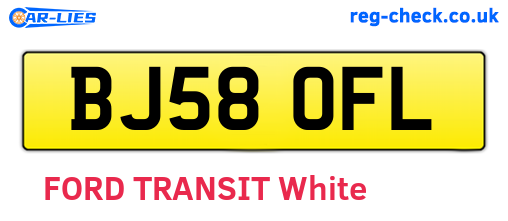 BJ58OFL are the vehicle registration plates.