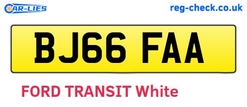 BJ66FAA are the vehicle registration plates.
