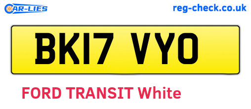 BK17VYO are the vehicle registration plates.
