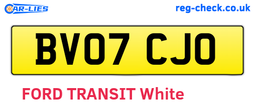 BV07CJO are the vehicle registration plates.