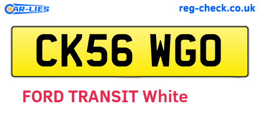 CK56WGO are the vehicle registration plates.