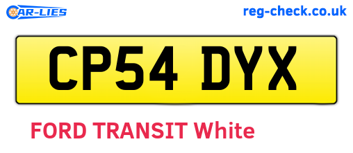 CP54DYX are the vehicle registration plates.
