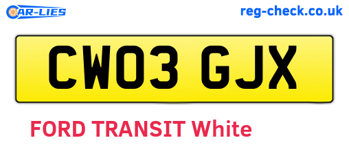 CW03GJX are the vehicle registration plates.