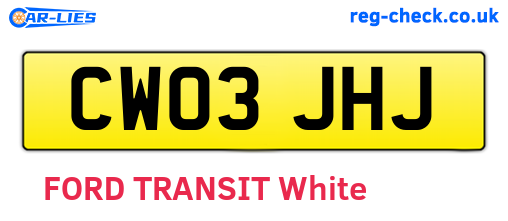 CW03JHJ are the vehicle registration plates.