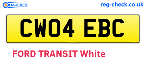 CW04EBC are the vehicle registration plates.