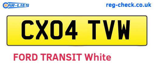 CX04TVW are the vehicle registration plates.