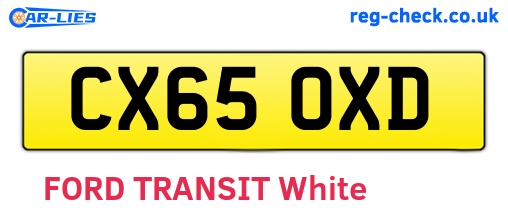 CX65OXD are the vehicle registration plates.