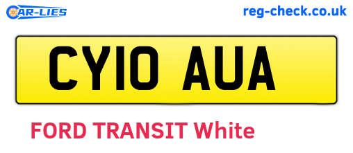 CY10AUA are the vehicle registration plates.