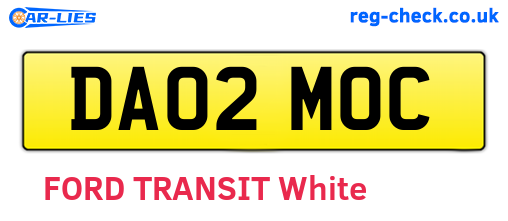 DA02MOC are the vehicle registration plates.