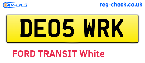 DE05WRK are the vehicle registration plates.