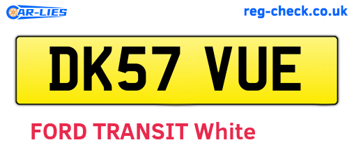 DK57VUE are the vehicle registration plates.