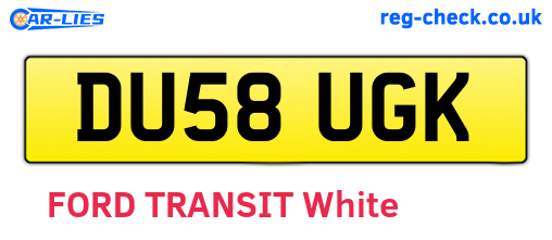 DU58UGK are the vehicle registration plates.
