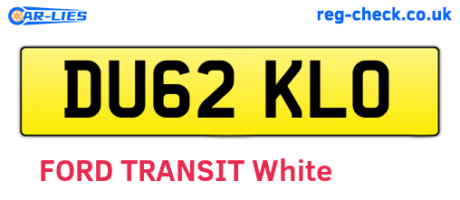 DU62KLO are the vehicle registration plates.