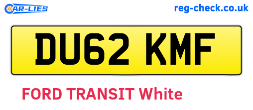 DU62KMF are the vehicle registration plates.