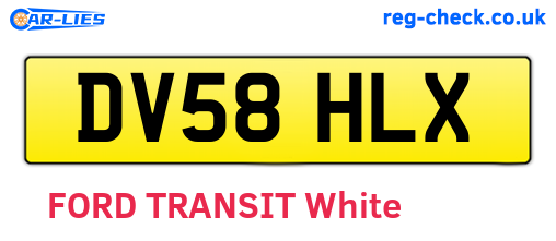 DV58HLX are the vehicle registration plates.