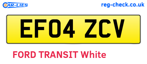 EF04ZCV are the vehicle registration plates.