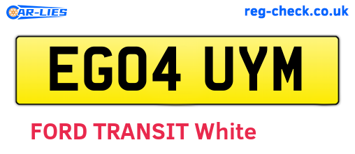 EG04UYM are the vehicle registration plates.
