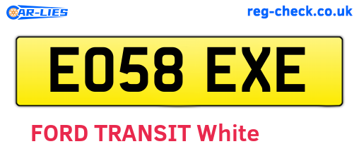 EO58EXE are the vehicle registration plates.